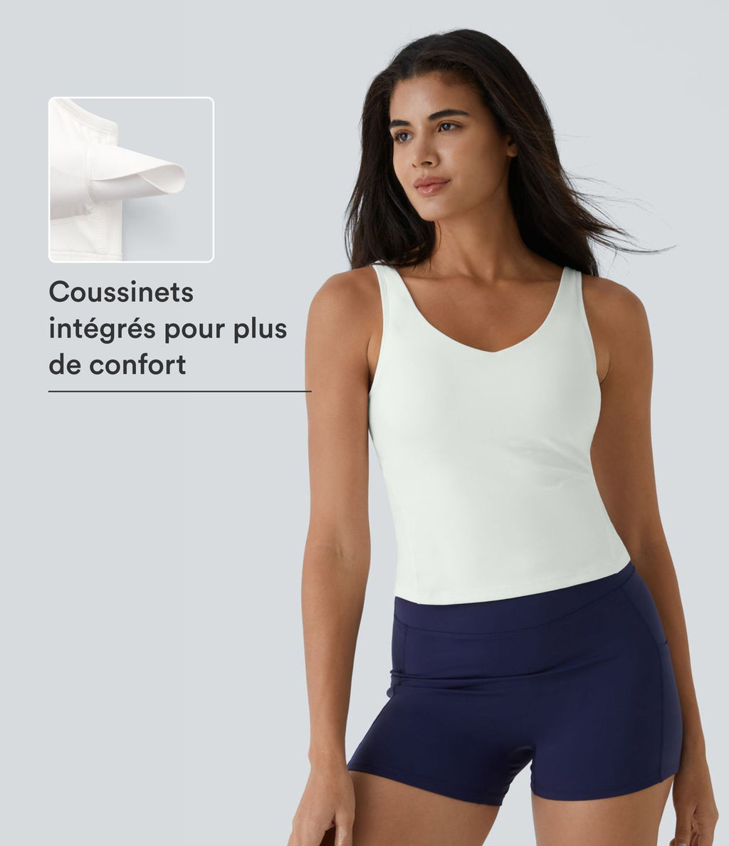 Softlyzero™ Plush Top Débardeur Uni Col en V Soutien-Gorge Intégré