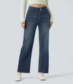 Jean droit Halara Flex™ taille mi-haute croisé gainant avec poches
