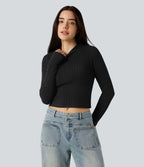 Pull court col montant manches longues