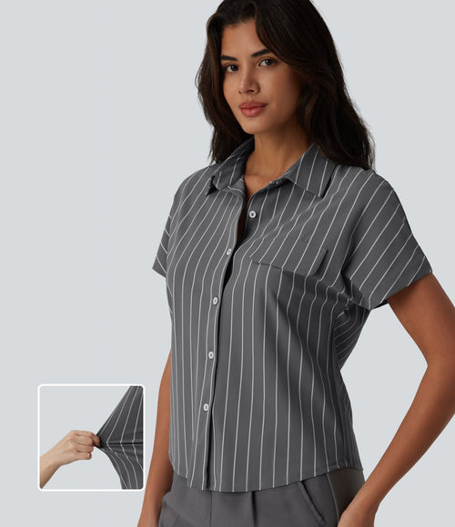 Chemise tailleur à rayures manches courtes
