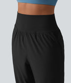 Pantalon de jogging 2 en 1 à taille haute, gainant et à séchage rapide, perforé, avec poches