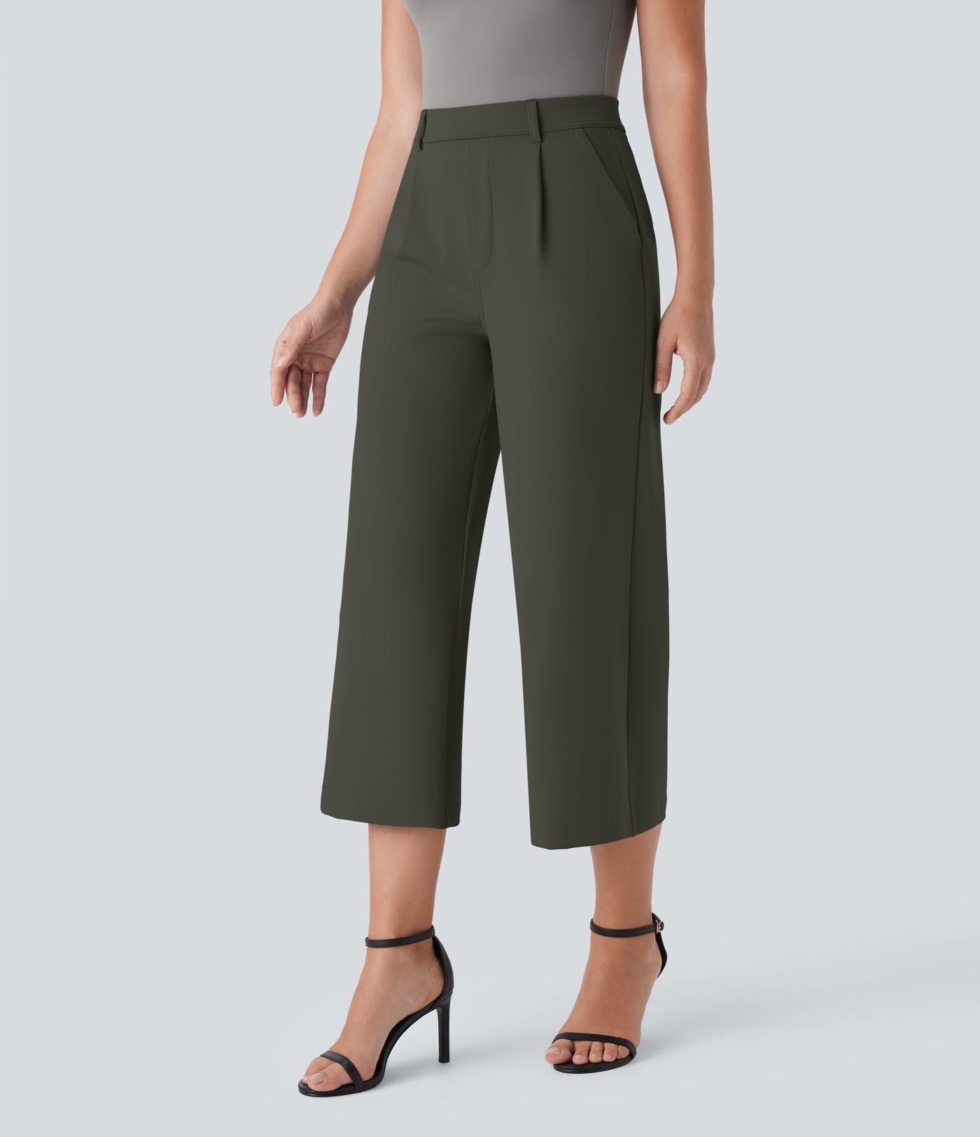 Pantalon capri de travail coupe droite taille haute Halara Flex™ DayStretch avec poches latérales