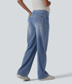 Halara Flex™ Jean droit de maternité décontracté taille mi-haute avec poches