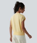 Pull décontracté sans manches col rond