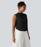 Haut tailleur sans manches à col cheminée et dos à découpe goutte d'eau à effet frais InstantCool, protection solaire UPF50+