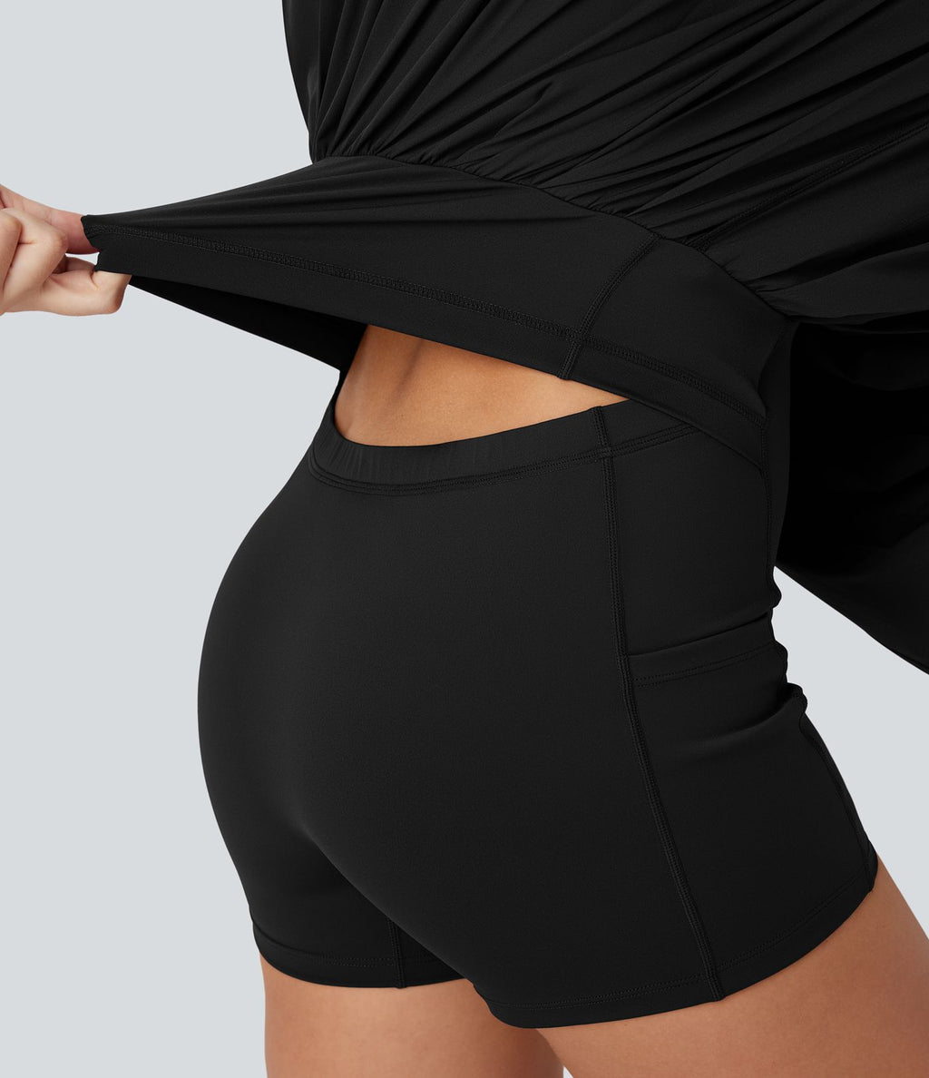 Mini robe Breezeful™ type nuisette plissée 2-en-1 ultra-courte à boucle ajustable, séchage rapide et poche - Easy Peasy
