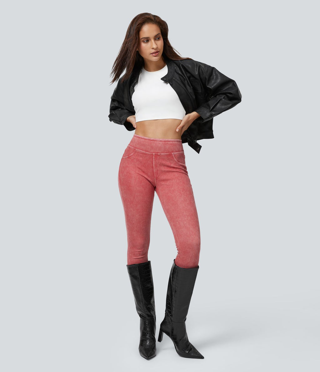 Halara Flex™ Jegging Casual Tricot Extensible Coloré Taille Haute Poches Arrière Latérales