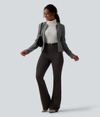 Veste tailleur polaire col rond manches longues à fermeture éclair