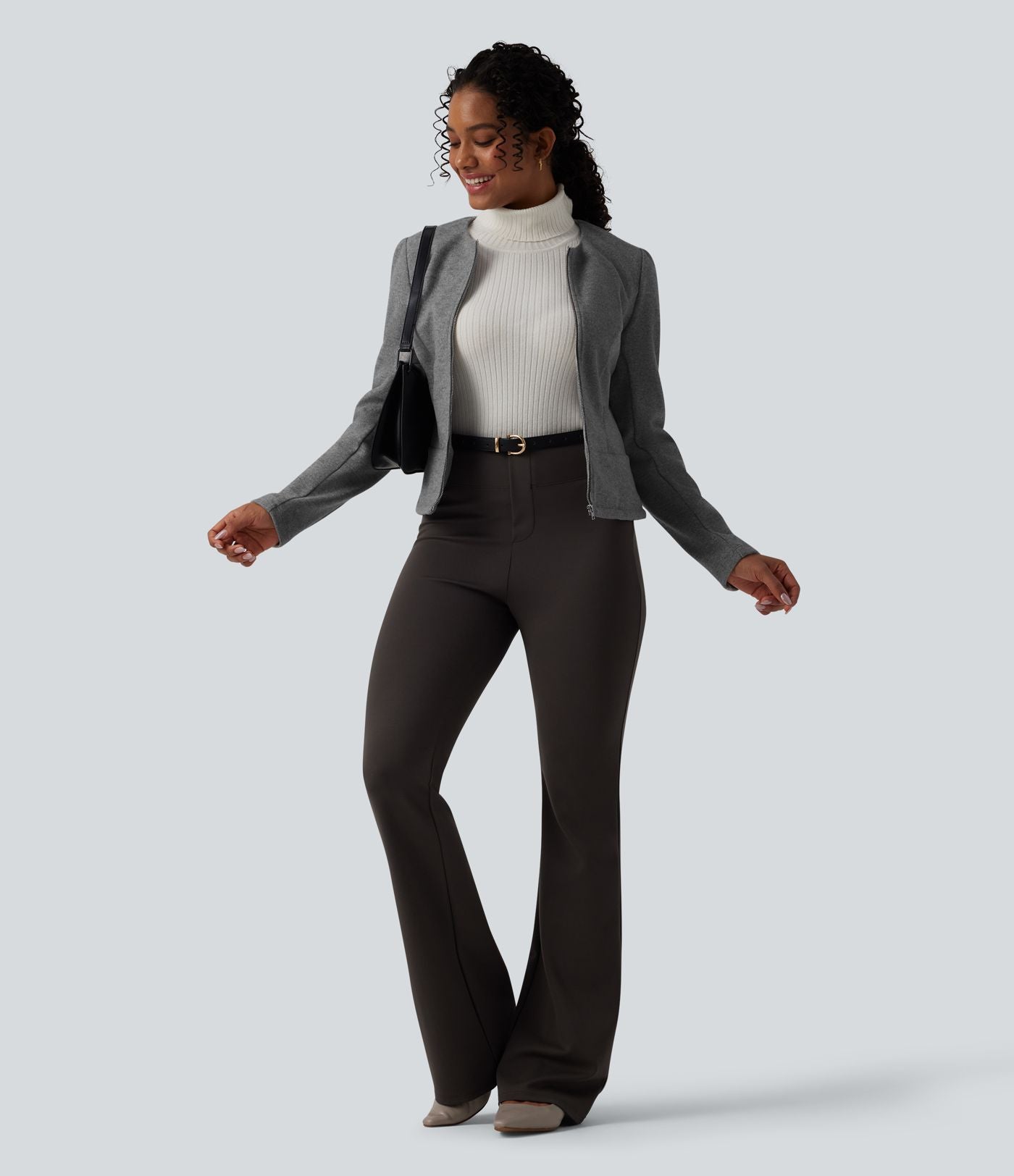 Veste tailleur polaire col rond manches longues à fermeture éclair
