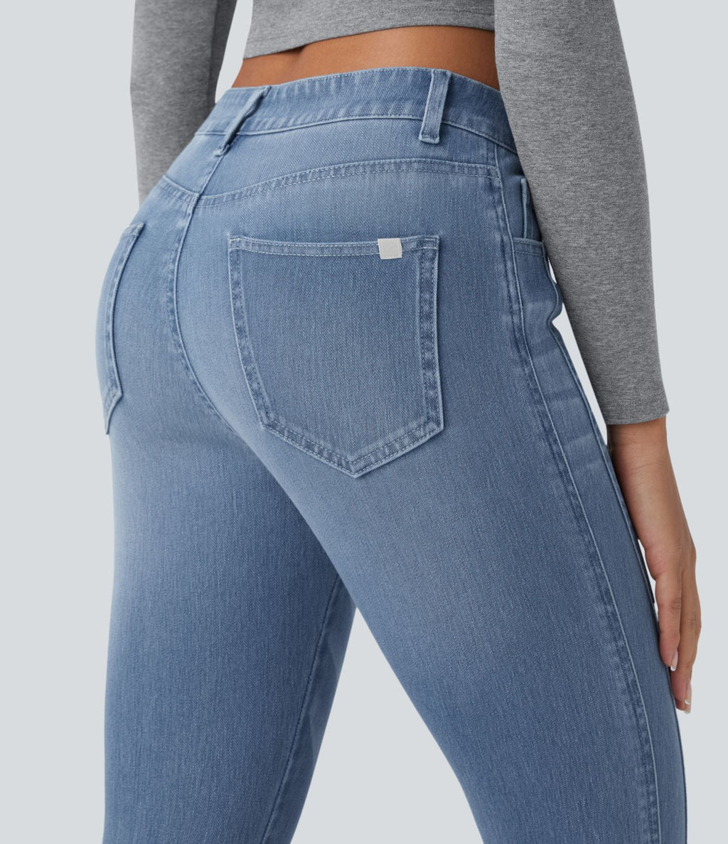 Jean skinny 7/8 décontracté taille basse Halara Flex™ avec poches zippées