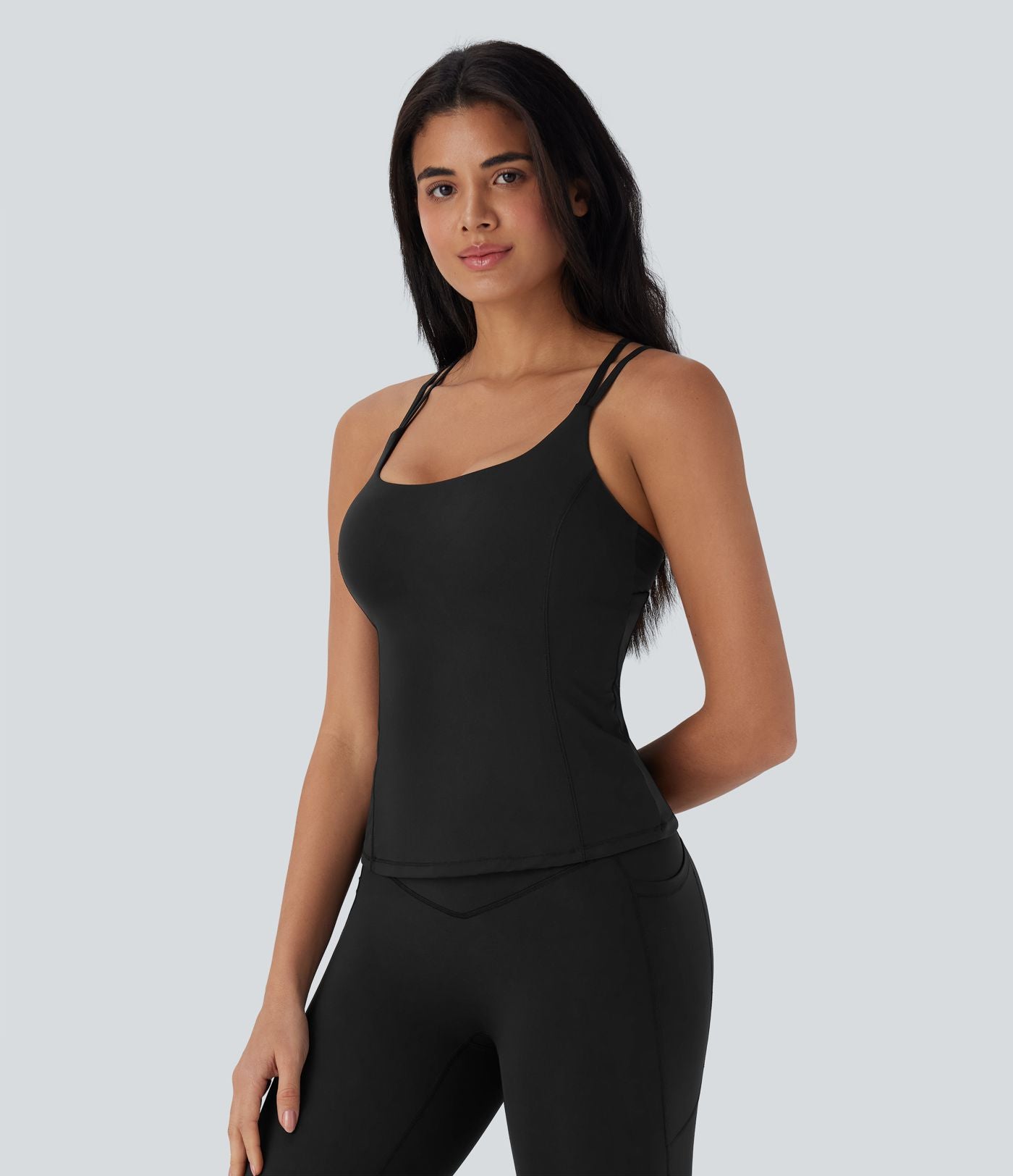 Top bretelles yoga Halara UltraSculpt™ Cool séchage rapide, dos nu avec bonnets moulés - UPF50+