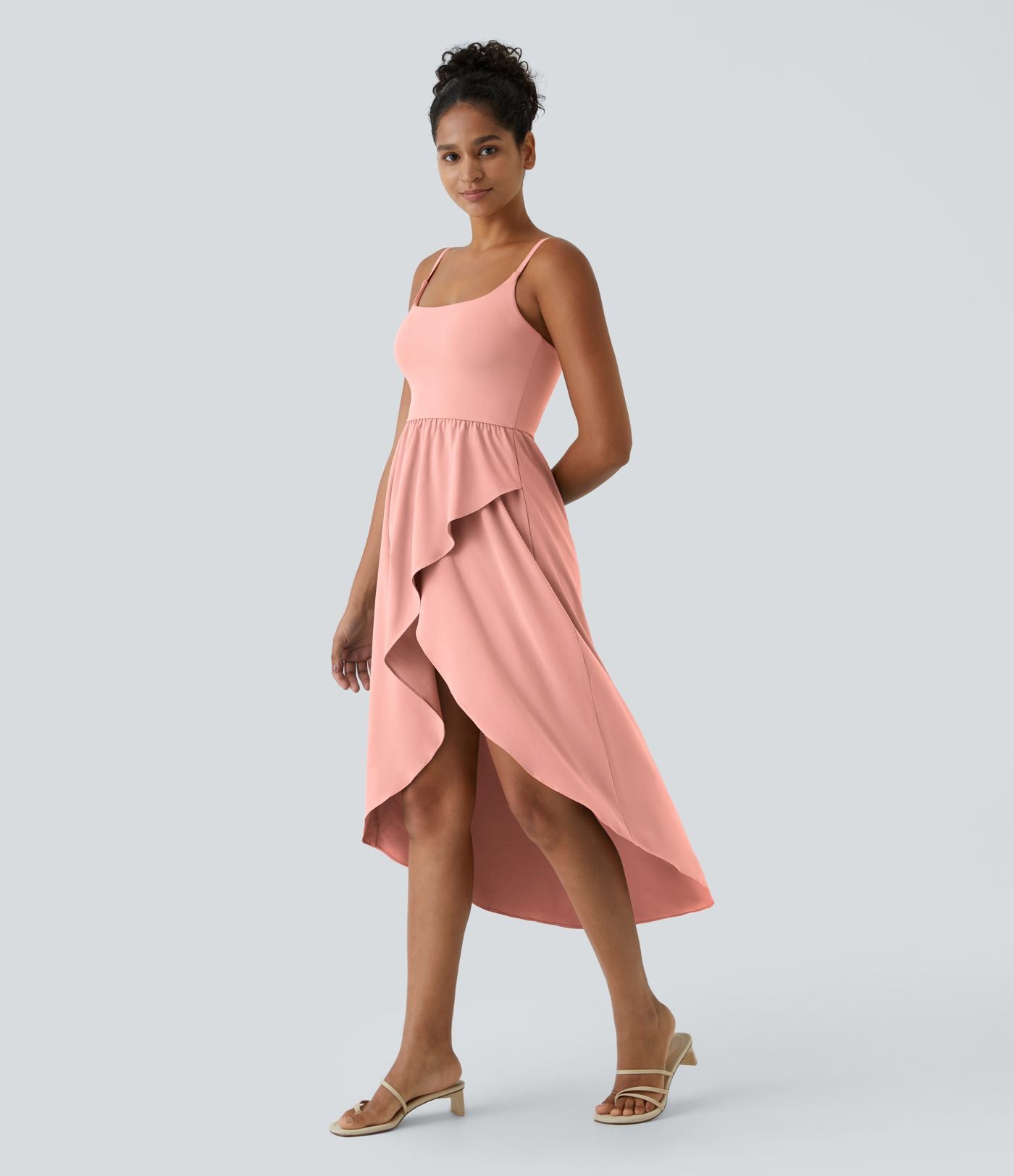 Breezeful™ Robe Casual 2 Pièces Dos Nu Haut Bas Poche Latérale Fluide Séchage Rapide