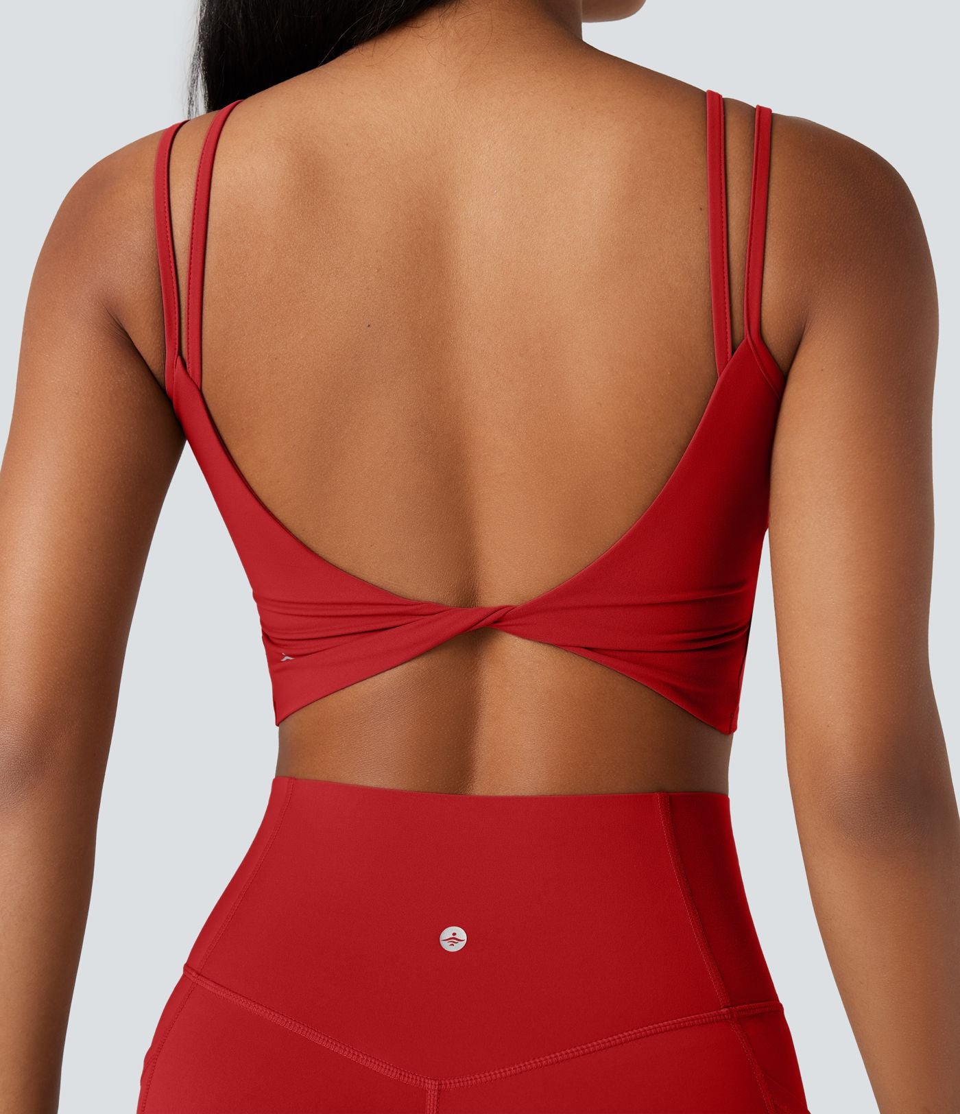 Débardeur yoga court Halara UltraSculpt™ double bretelles torsadé dos nu