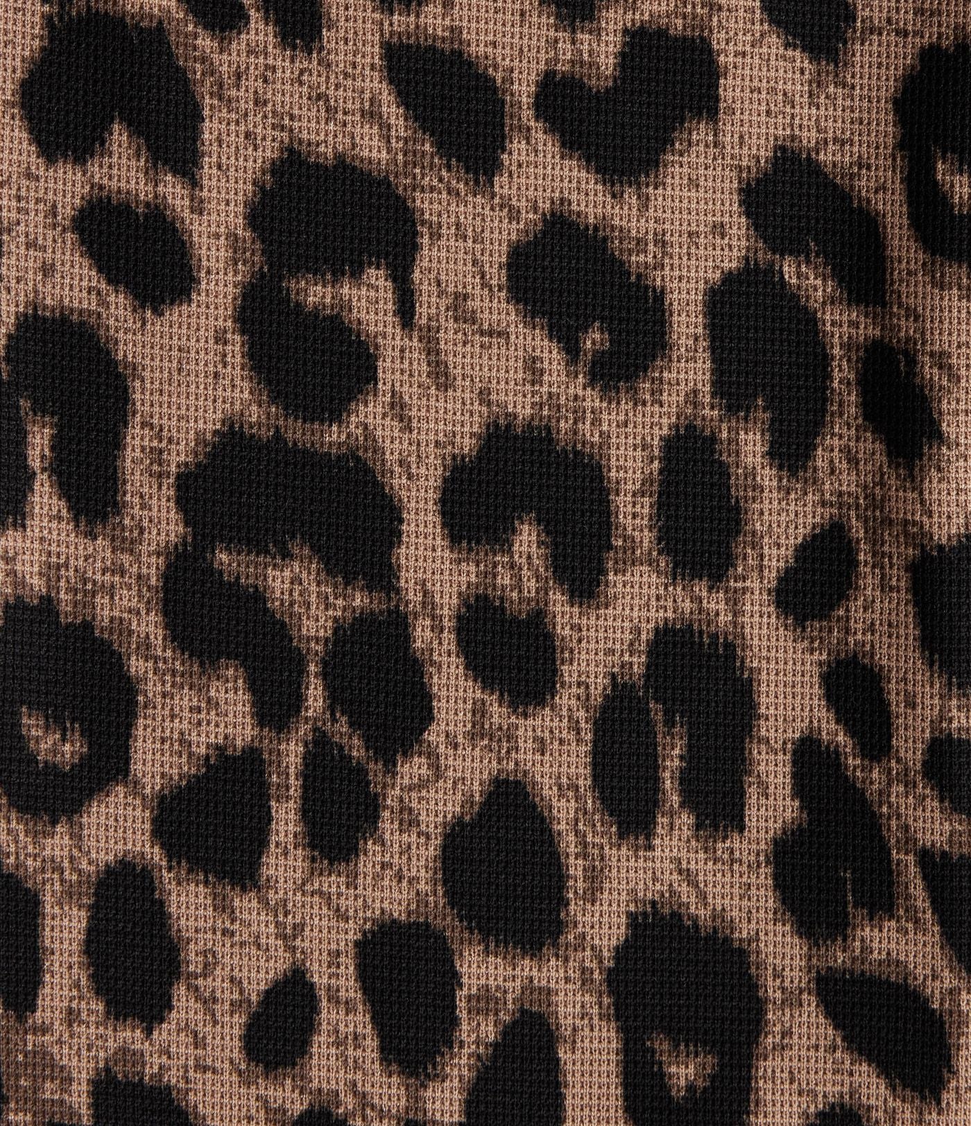 Pantalon flare taille haute en tissu gaufré imprimé léopard avec poches