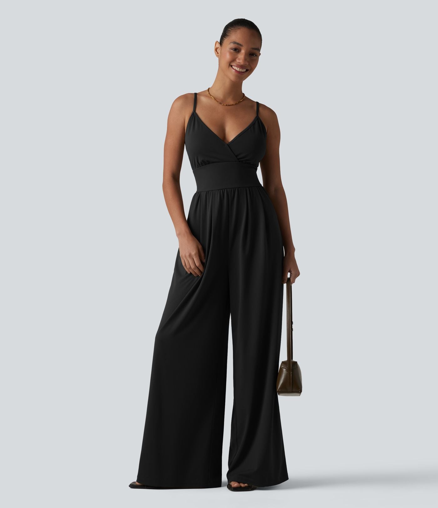 Combinaison décontractée à col en V avec soutien-gorge intégré et poches - Easy Peasy