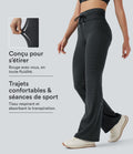 Pantalon de yoga évasé à rayures, taille haute, cordon et poches