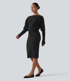 Robe pull midi casual à manches longues