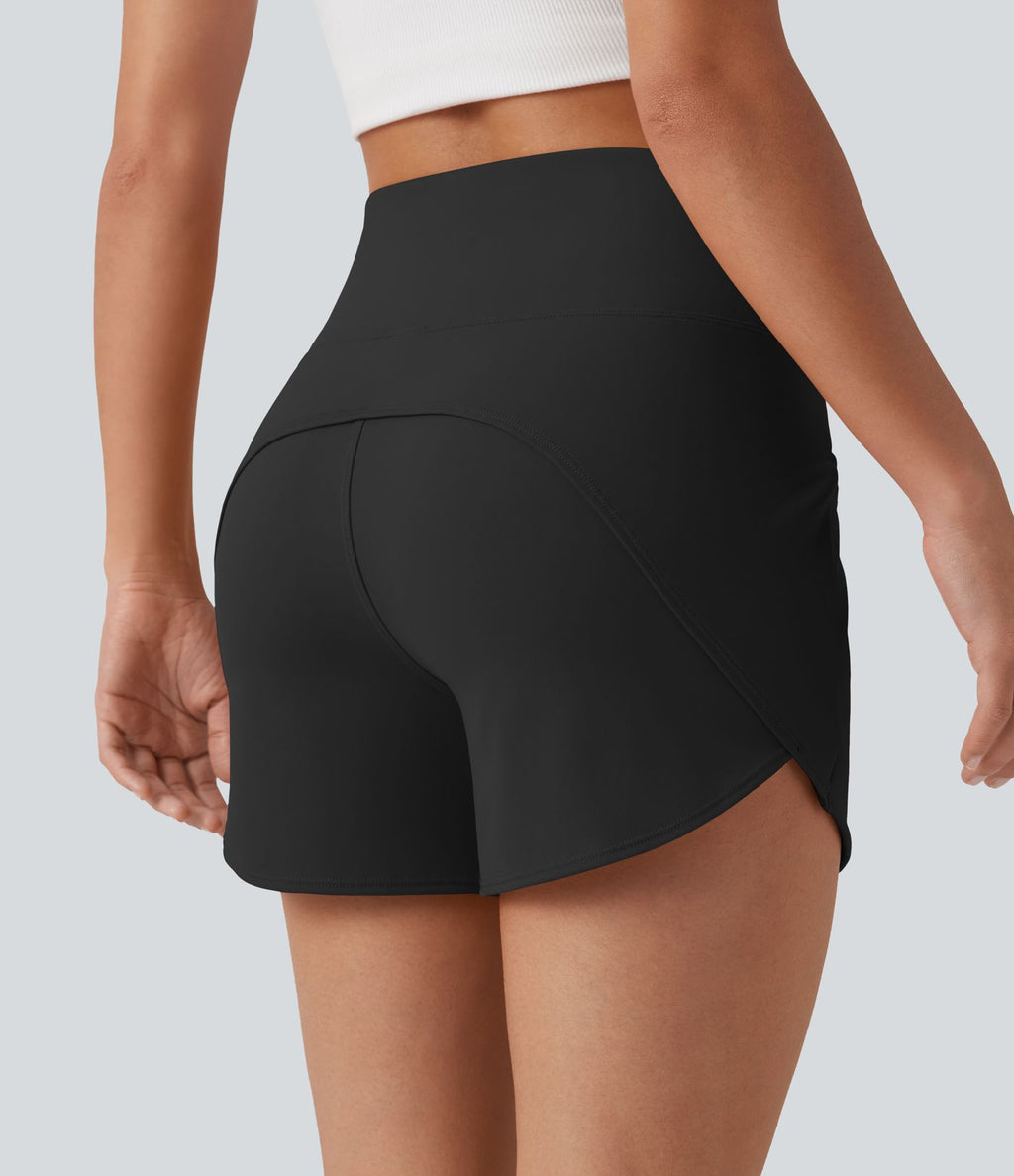 Short décontracté SoftlyZero™ Airy taille haute coupe ajustée à ourlet arrondi, avec poches, 10 cm