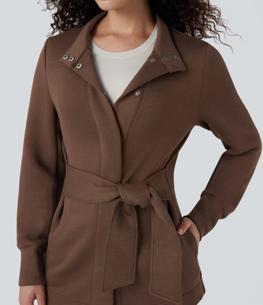 Manteau SpacerTek™ col montant, manches longues, ceinturé, avec poches