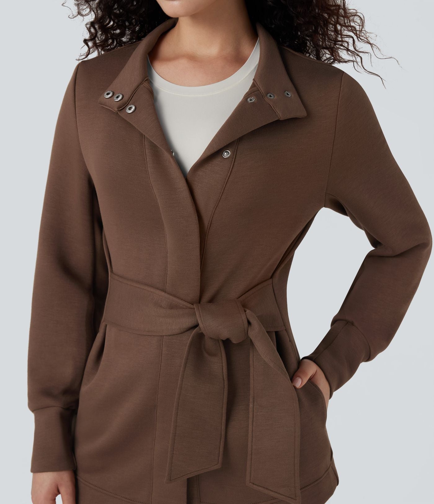 Manteau SpacerTek™ col montant, manches longues, ceinturé, avec poches