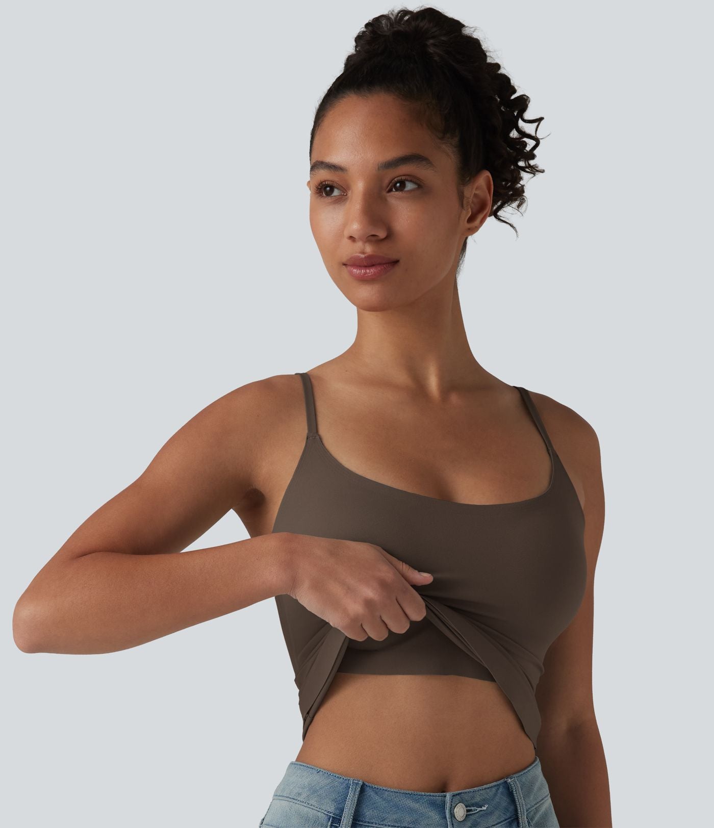 Débardeur décontracté à col rond et soutien-gorge intégré, bonnets BE