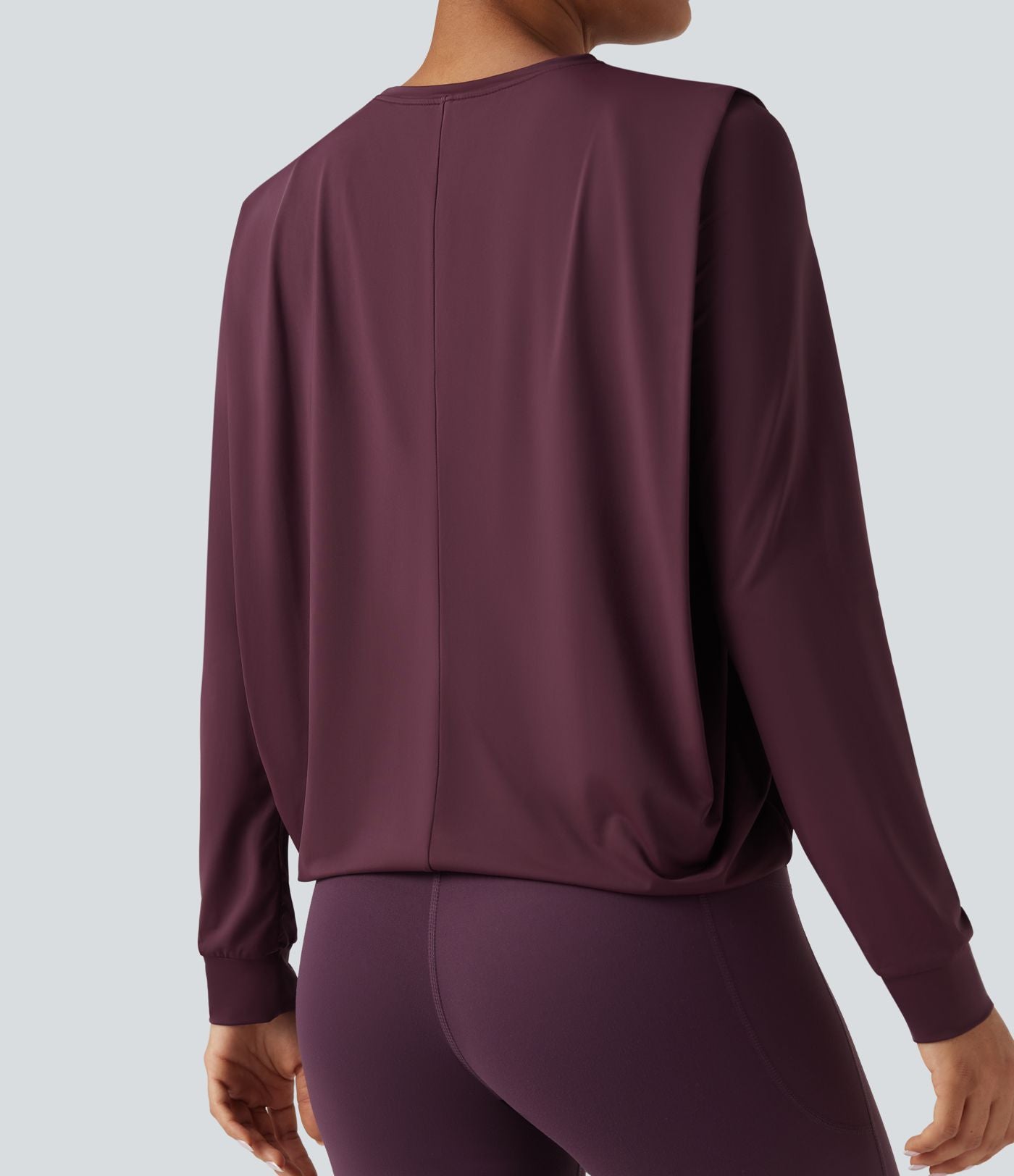 Haut de sport yoga col rond manches longues froncé - UPF50+