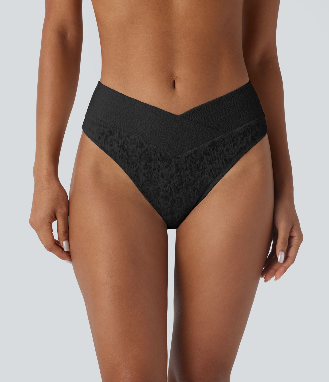 Bas de maillot de bain bikini texturé croisé