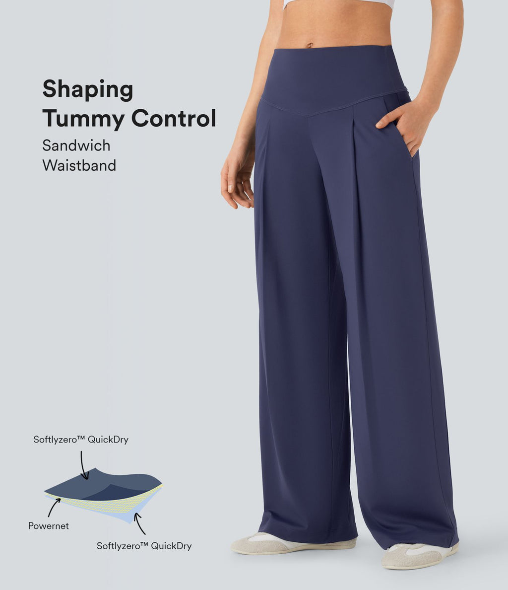 Pantalon de yoga droit gainant taille haute à séchage rapide avec poches SoftlyZero™