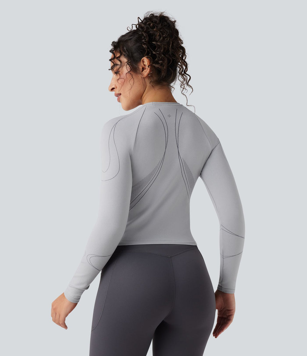 Haut de sport col rond à manches longues sans couture Seamless Flow
