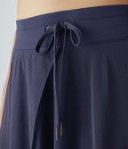 Jupe Taille Haute 2 En 1 En Maille Contrastée Avec Cordon De Serrage Et Poche Latérale Fluide Evasée Casual Grande Taille