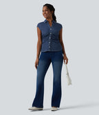 Halara Flex™ Chemise casual sans manches en jean col V