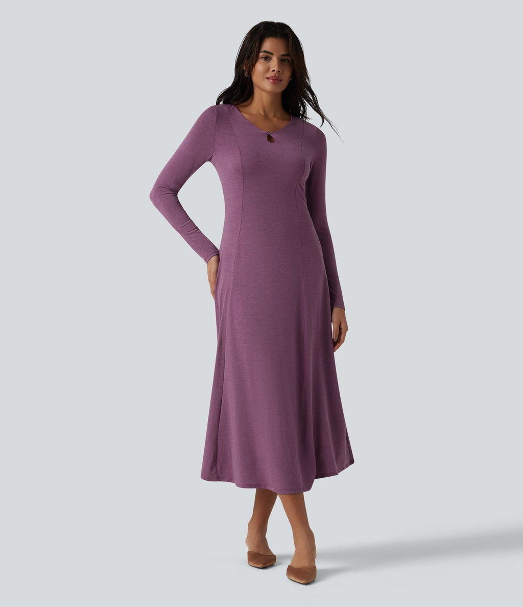 Robe midi à manches longues avec découpes