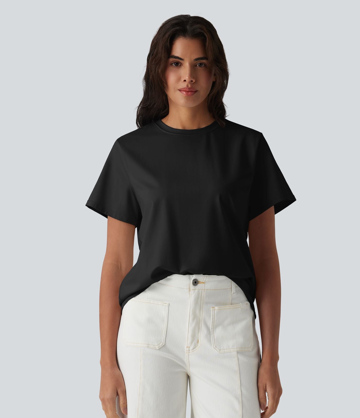 T-shirt casual col rond manches courtes en coton