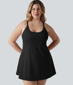 Robe de danse grande taille SoftlyZero™ Plush effet push-up dos nu avec bretelles réglables croisées et brassière intégrée – Édition Easy Peasy