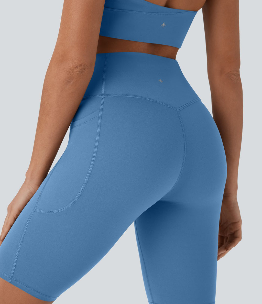 Short cycliste 22,8 cm d'entraînement gainant taille haute avec poches Halara UltraSculpt™