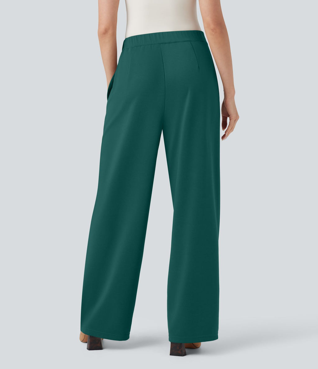 Pantalon de travail coupe droite taille haute avec chaîne métallique avec poches