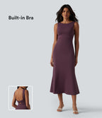Robe midi sans manches col bateau avec brassière intégrée