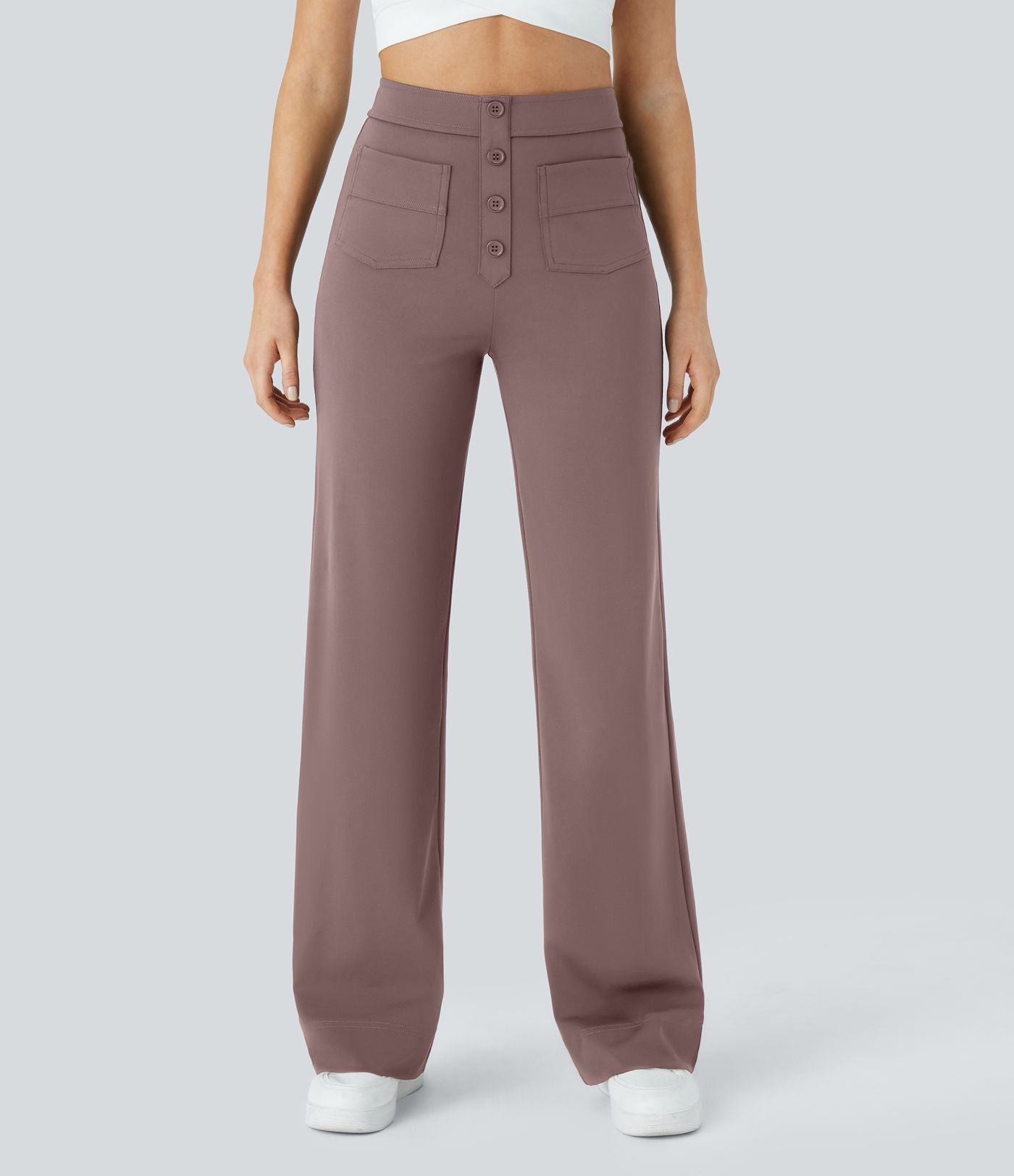 Pantalon taille haute coupe droite DayStretch avec poches