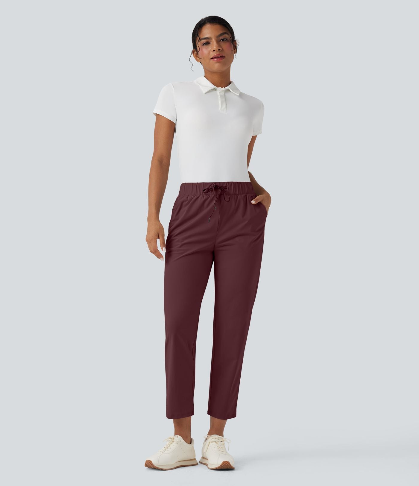 Pantalon golf fuselé taille haute cordon poches séchage rapide - Poche tee de golf