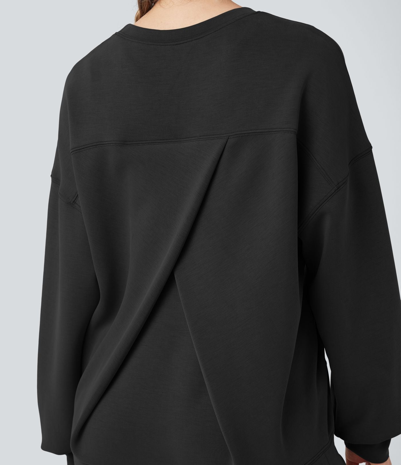 Sweat-shirt décontracté SpacerTek™ col rond, manches longues et dos croisé, avec poches