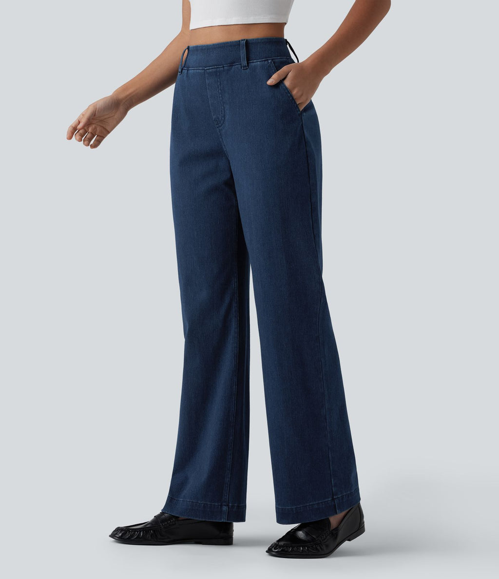 Jean Halara Flex™ taille haute coupe droite décontracté avec poches