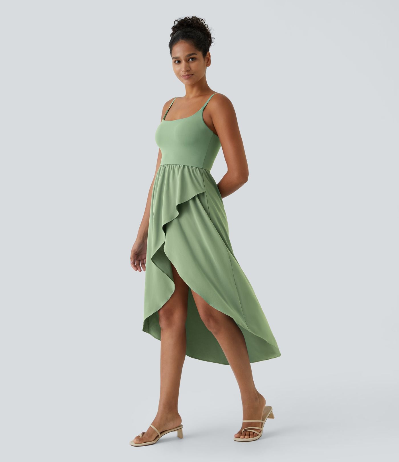 Breezeful™ Robe Casual 2 Pièces Dos Nu Haut Bas Poche Latérale Fluide Séchage Rapide