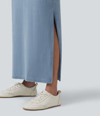 Halara Flex™ Jupe maxi casual en jean taille haute gainante
