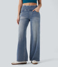 Jean décontracté ample gainant taille mi-haute avec poches Halara Flex™