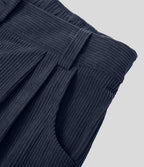 Pantalon en velours côtelé décontracté taille moyenne avec poches latérales