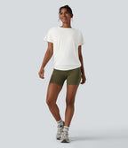 Haut de sport col rond manches courtes effet frais InstantCool avec fronces, protection solaire UPF50+