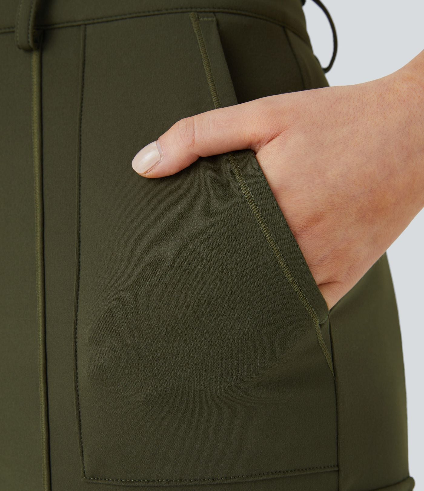 Pantalon cargo ajusté uni taille haute DayStretch avec poches zippées