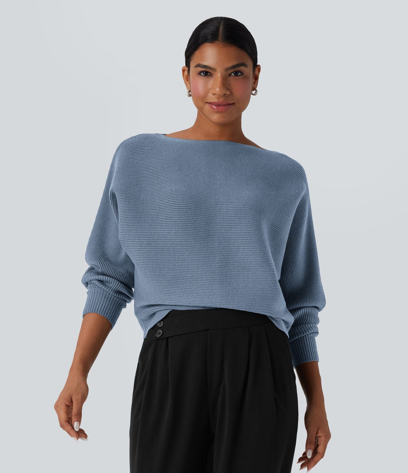 Pull décontracté col bateau manches chauve-souris