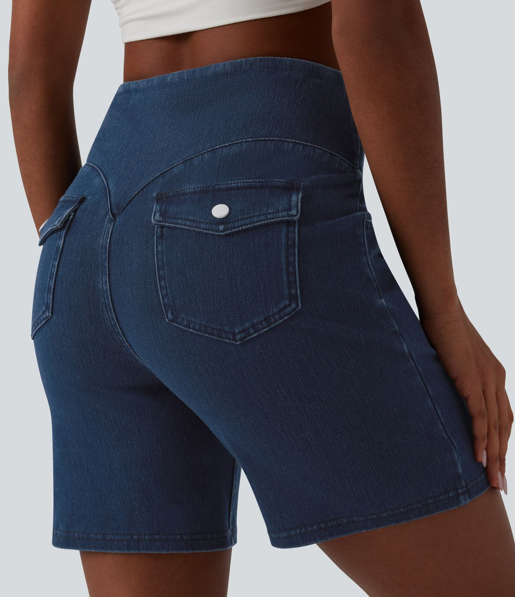 Short en jean Halara Flex™ casual gainant taille haute 17,5 cm avec poches