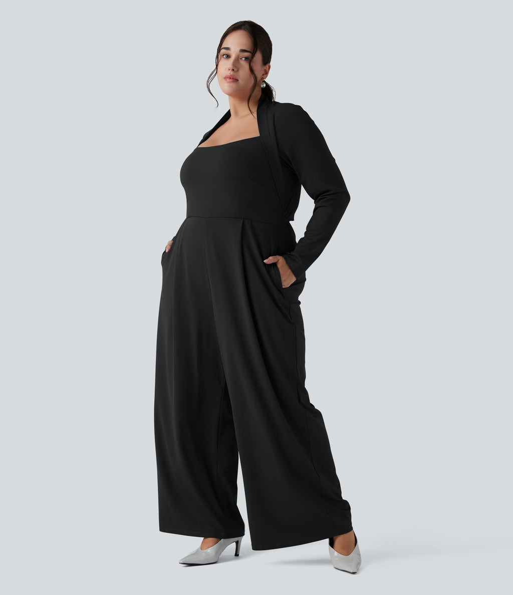 Combinaison grande taille jambe large à manches longues avec poches - Édition Easy Peasy